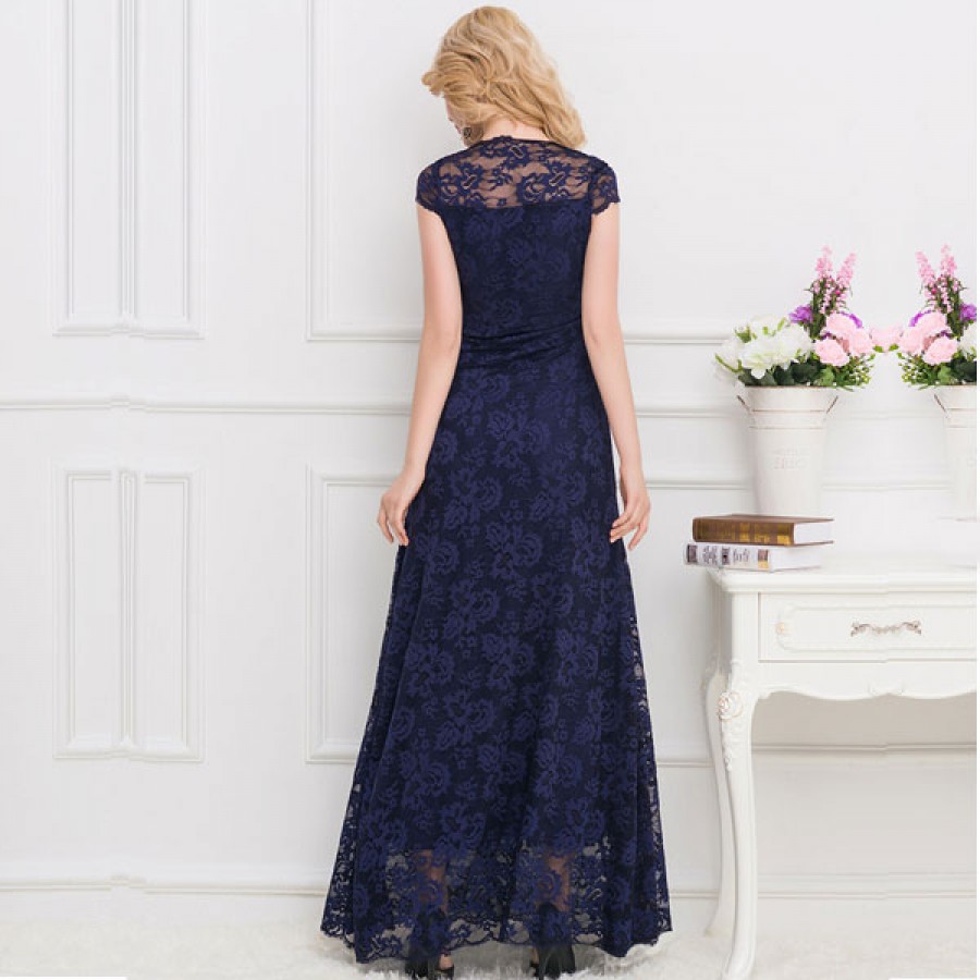 Lace Long Dress Blue